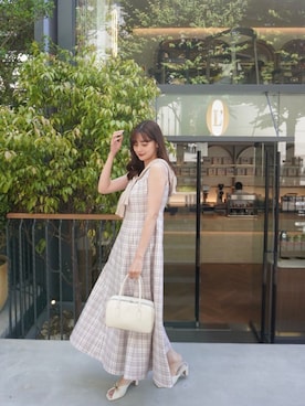 「Her lip to（ハーリップトゥー）のPaddington Long Dress（ワンピース、パープル系）」を使った、Her lip toさん（レディース・160cm）の夏コーディネート