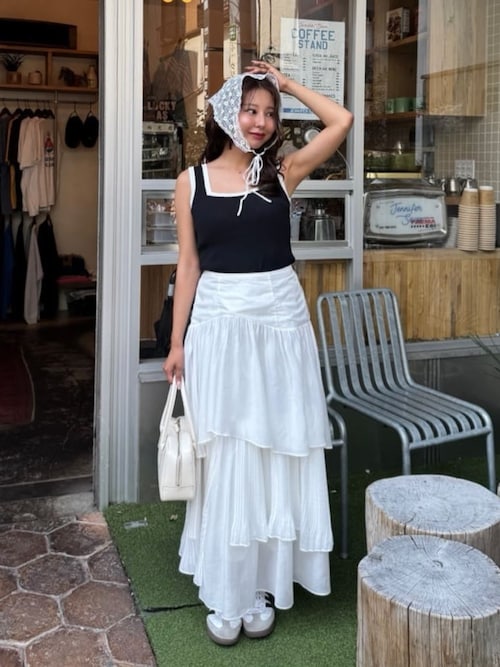 Sheer Pleated Tiered Skirt（スカート）｜Her lip to（ハーリップ