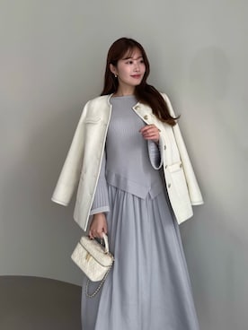 「Her lip to（ハーリップトゥー）のChiffon Knit Docking Dress（ワンピース、ブルー系）」を使った、Her lip toさん（レディース・160cm）の夏コーディネート