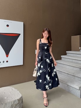 「Her lip to（ハーリップトゥー）のLucie Cami Dress（ワンピース、ブラック系）」を使った、Her lip toさん（レディース・160cm）の夏コーディネート