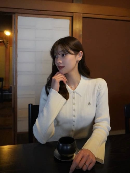 Trois Rib Knit Polo Top（ニット/セーター）｜Her lip to（ハーリップ