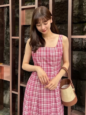 「Her lip to（ハーリップトゥー）のPaddington Long Dress（ワンピース、ピンク系）」を使った、Her lip toさん（レディース・160cm）の夏コーディネート