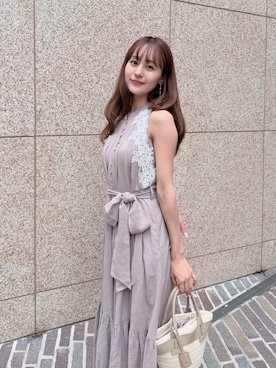 「Her lip to（ハーリップトゥー）のNotting Hill Belted Dress（ワンピース、レッド系）」を使った、Her lip toさん（レディース・160cm）の夏コーディネート