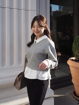 「Her lip to（ハーリップトゥー）のAmovible Peplum Top（スウェット、グレー系）」を使った、Her lip toさん（レディース・160cm）の夏コーディネート