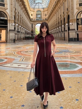 「Her lip to（ハーリップトゥー）のFront Zip Long Dress（ワンピース、レッド系）」を使った、Her lip toさん（レディース・160cm）の夏コーディネート
