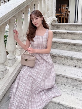 「Her lip to（ハーリップトゥー）のPaddington Long Dress（ワンピース、パープル系）」を使った、Her lip toさん（レディース・160cm）の夏コーディネート