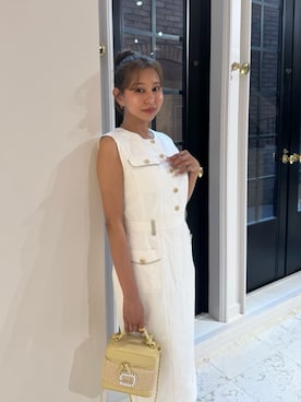「Her lip to（ハーリップトゥー）のPadua Denim Dress（ワンピース、ホワイト系）」を使った、Her lip toさん（レディース・165cm）の春コーディネート