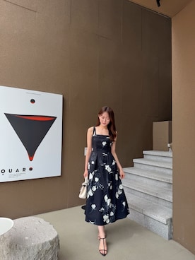 「Her lip to（ハーリップトゥー）のLucie Cami Dress（ワンピース、ブラック系）」を使った、Her lip toさん（レディース・160cm）の夏コーディネート