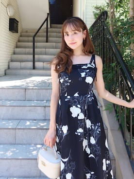 「Her lip to（ハーリップトゥー）のLucie Cami Dress（ワンピース、ブラック系）」を使った、Her lip toさん（レディース・160cm）の夏コーディネート