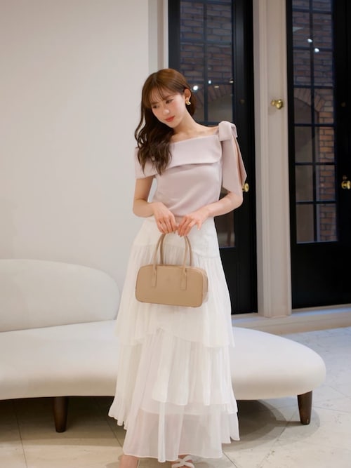 スカート Herlipto Sheer Pleated Tiered Skirt Sheer Pleated Tiered Skirt（スカート）｜Her lip to（ハーリップ