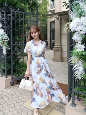 「Her lip to（ハーリップトゥー）のLorette Floral Dress（ワンピース、イエロー系）」を使った、Her lip toさん（レディース・160cm）の夏コーディネート
