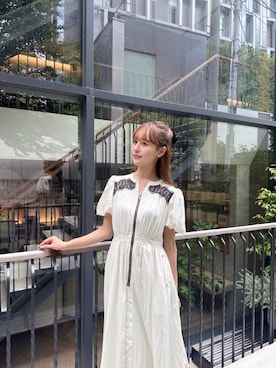 「Her lip to（ハーリップトゥー）のAurelia Front Zip Dress（ワンピース、ホワイト系）」を使った、Her lip toさん（レディース・160cm）の夏コーディネート