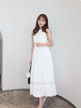 「Her lip to（ハーリップトゥー）のEyelet Knit Docking Dress（ワンピース、ホワイト系）」を使った、Her lip toさん（レディース・165cm）の夏コーディネート