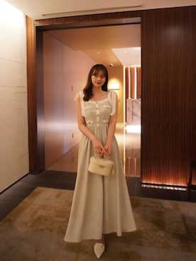 「Her lip to（ハーリップトゥー）のVerona Tweed Long Dress（ワンピース、ホワイト系）」を使った、Her lip toさん（レディース・165cm）の春コーディネート