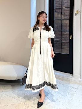 「Her lip to（ハーリップトゥー）のAurelia Front Zip Dress（ワンピース、ホワイト系）」を使った、Her lip toさん（レディース・160cm）の夏コーディネート
