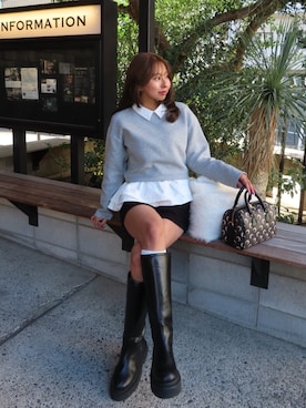 「Her lip to（ハーリップトゥー）のAmovible Peplum Top（スウェット、グレー系）」を使った、Her lip toさん（レディース・160cm）の夏コーディネート