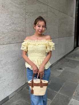 「Her lip to（ハーリップトゥー）のLa Plage Peplum Top（その他トップス、イエロー系）」を使った、Her lip toさん（レディース・165cm）の夏コーディネート