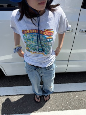 「KBF（ケイビーエフ）のアイテム（帽子）」を使った、aokaさん（レディース・161cm）の夏コーディネート