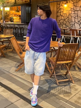 「Student Apathy（スチューデントアパシー）のDenim shorts（その他パンツ、ブルー系）」を使った、しゅーとさん（メンズ・170cm）の秋コーディネート