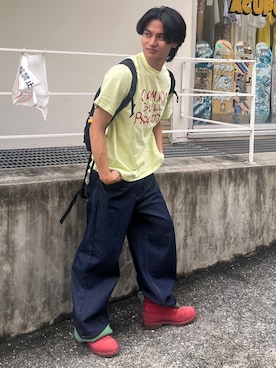 「common gull products.（コモンガルプロダクツ）のcommon gull products. tee 26spring（Tシャツ/カットソー、グリーン系）」を使った、しゅーとさん（メンズ・170cm）の秋コーディネート