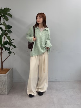 「mystic（ミスティック）のアイテム（その他パンツ）」を使った、mioさん（レディース・158cm）の秋コーディネート