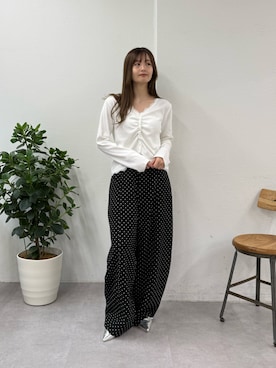 「ドットパンツ」｜mioさん（レディース・158cm）の春コーディネート