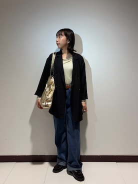 「URBAN RESEARCH DOORS（アーバンリサーチドアーズ）のDenim Tuck Wide Pants（デニムパンツ、ブルー系）」を使った、otowaさん（レディース・153cm）の春コーディネート