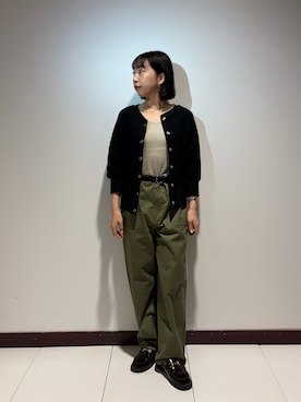 「ITEMS URBANRESEARCH（アイテムズ アーバンリサーチ）の針抜きドルマンカーディガン（カーディガン/ボレロ、ブラック系）」を使った、otowaさん（レディース・153cm）の春コーディネート