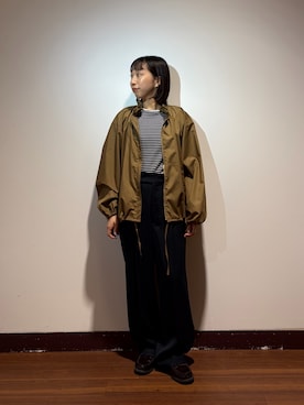 「ITEMS URBANRESEARCH（アイテムズ アーバンリサーチ）のフリル襟ブルゾン（ブルゾン、ブラウン系）」を使った、otowaさん（レディース・153cm）の秋コーディネート