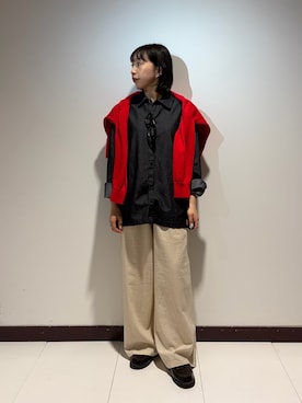 「ITEMS URBANRESEARCH（アイテムズ アーバンリサーチ）の『Sサイズあり』リネンレーヨンワイドパンツ（その他パンツ、ベージュ系）」を使った、otowaさん（レディース・153cm）の春コーディネート