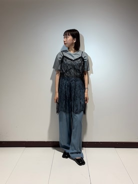 「ITEMS URBANRESEARCH（アイテムズ アーバンリサーチ）のシルケット半袖Tシャツ（Tシャツ/カットソー、グレー系）」を使った、otowaさん（レディース・153cm）の夏コーディネート