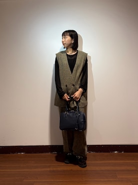 「アイテム（ボストンバッグ、ブルー系）」を使った、otowaさん（レディース・153cm）の秋コーディネート