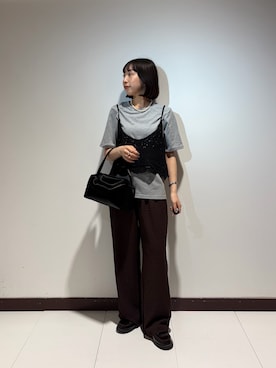 「ITEMS URBANRESEARCH（アイテムズ アーバンリサーチ）の『UVカット/接触冷感』カットヨウリュウイージーパンツ(楽着シリーズ)（その他パンツ、ブラウン系）」を使った、otowaさん（レディース・153cm）の春コーディネート