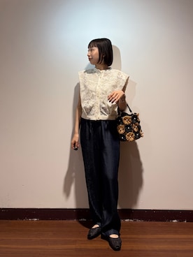 「URBAN RESEARCH DOORS（アーバンリサーチドアーズ）のリヨセルデニムイージーパンツ（デニムパンツ）」を使った、otowaさん（レディース・153cm）の夏コーディネート
