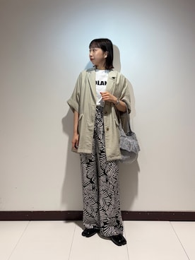 「ITEMS URBANRESEARCH（アイテムズ アーバンリサーチ）のガライージーパンツ（その他パンツ、ブラック系）」を使った、otowaさん（レディース・153cm）の夏コーディネート