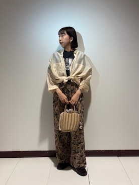 「ITEMS URBANRESEARCH（アイテムズ アーバンリサーチ）の箔プリントフォトTシャツ（Tシャツ/カットソー、ブルー系）」を使った、otowaさん（レディース・153cm）の春コーディネート