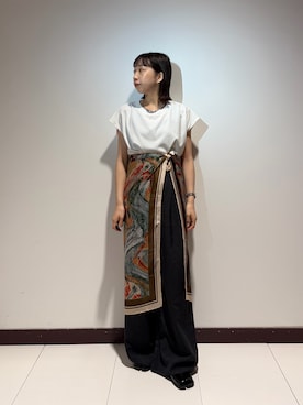「ITEMS URBANRESEARCH（アイテムズ アーバンリサーチ）のシルケットライクノースリーブTシャツ（Tシャツ/カットソー、ホワイト系）」を使った、otowaさん（レディース・153cm）の夏コーディネート