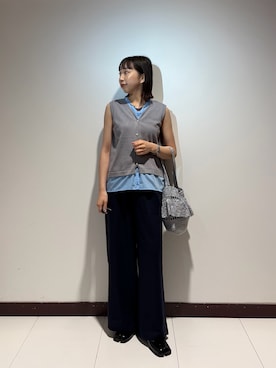 「ITEMS URBANRESEARCH（アイテムズ アーバンリサーチ）の『Sサイズあり/洗濯可』リネンレーヨンワイドパンツ（その他パンツ）」を使った、otowaさん（レディース・153cm）の夏コーディネート