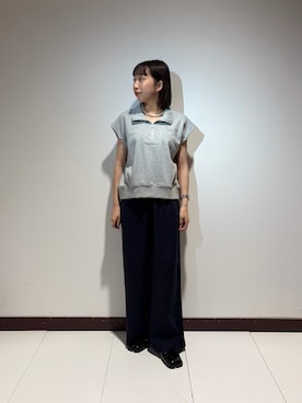 「ITEMS URBANRESEARCH（アイテムズ アーバンリサーチ）の『Sサイズあり/洗濯可』リネンレーヨンワイドパンツ（その他パンツ）」を使った、otowaさん（レディース・153cm）の夏コーディネート