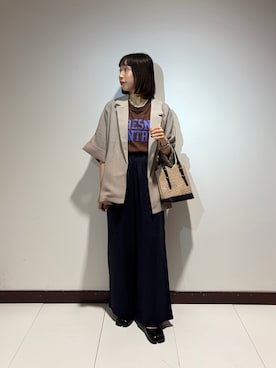 「ITEMS URBANRESEARCH（アイテムズ アーバンリサーチ）の『Sサイズあり/洗濯可』リネンレーヨンワイドパンツ（その他パンツ）」を使った、otowaさん（レディース・153cm）の夏コーディネート