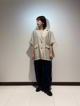 「ITEMS URBANRESEARCH（アイテムズ アーバンリサーチ）のribタンクトップ（タンクトップ、ベージュ系）」を使った、otowaさん（レディース・153cm）の春コーディネート