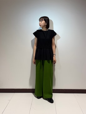 「ITEMS URBANRESEARCH（アイテムズ アーバンリサーチ）の『Sサイズあり/洗濯可』リネンレーヨンワイドパンツ（その他パンツ）」を使った、otowaさん（レディース・153cm）の夏コーディネート