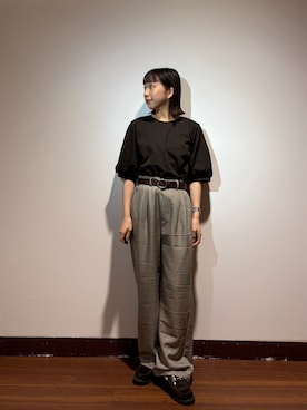「ITEMS URBANRESEARCH（アイテムズ アーバンリサーチ）の袖デザインカットソー（Tシャツ/カットソー、ブラウン系）」を使った、otowaさん（レディース・153cm）の夏コーディネート