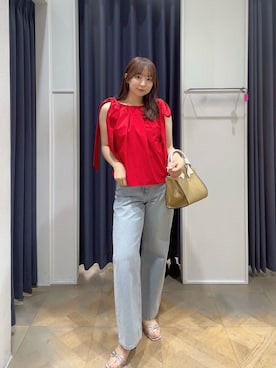 「NATURAL BEAUTY BASIC（ナチュラルビューティーベーシック）の【Oggi.jp掲載】【sweet掲載】◇ワイドストレートデニムパンツ（デニムパンツ、ブルー系）」を使った、MIKUさん（レディース・161cm）の夏コーディネート