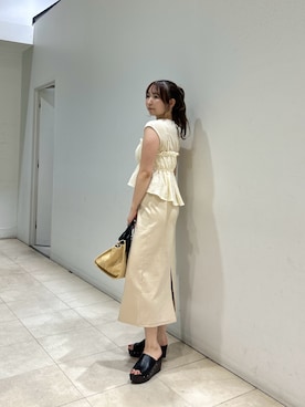 「NATURAL BEAUTY BASIC（ナチュラルビューティーベーシック）のビスチェセットカットソーワンピース（ワンピース、ベージュ系）」を使った、MIKUさん（レディース・161cm）の夏コーディネート