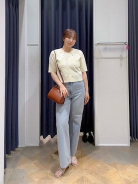 「NATURAL BEAUTY BASIC（ナチュラルビューティーベーシック）の【Oggi.jp掲載】【sweet掲載】◇ワイドストレートデニムパンツ（デニムパンツ、ブルー系）」を使った、MIKUさん（レディース・161cm）の夏コーディネート