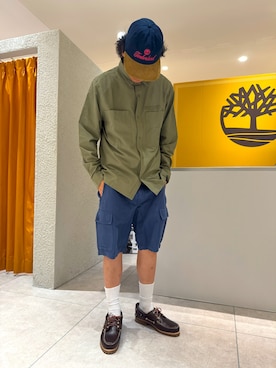 「アイテム（モカシン/デッキシューズ）」を使った、永野桜爾郎さん（メンズ・182cm）の夏コーディネート