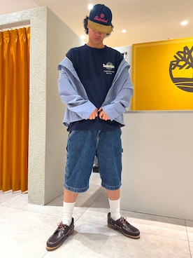 「アイテム（モカシン/デッキシューズ）」を使った、永野桜爾郎さん（メンズ・182cm）の夏コーディネート