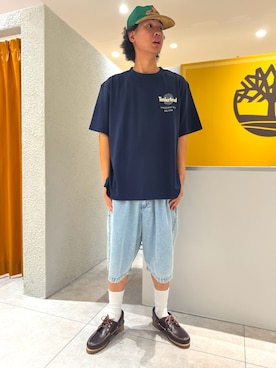 「アイテム（モカシン/デッキシューズ）」を使った、永野桜爾郎さん（メンズ・182cm）の夏コーディネート