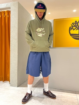 「アイテム（モカシン/デッキシューズ）」を使った、永野桜爾郎さん（メンズ・182cm）の夏コーディネート
